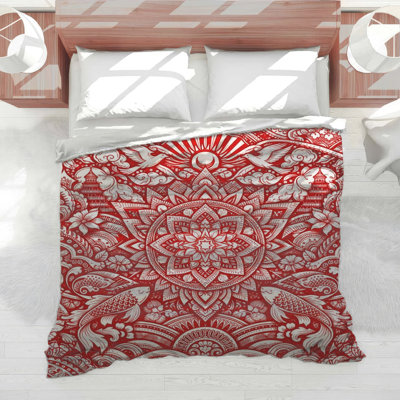 Intricate Red Mandala Art Comforter