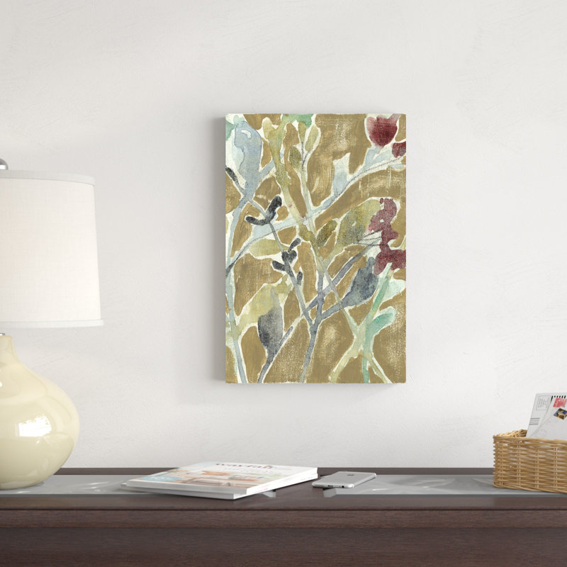 Fleurs sur ocre II, H 18 po x l 12 po x P 1,25 po