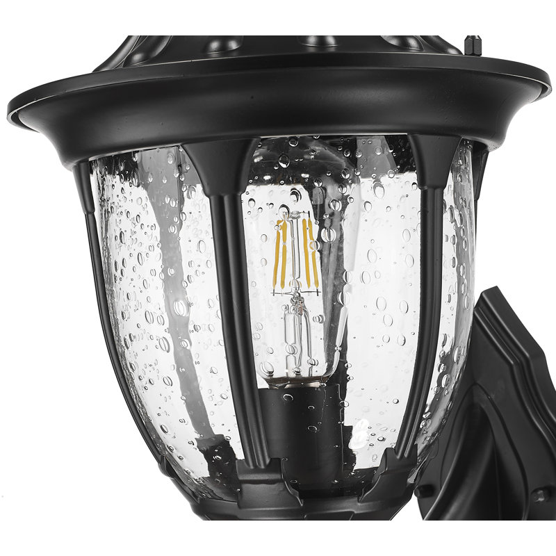 Lanterne murale d’extérieur 1 ampoule Pritchard, Noir mat, Martelée transparente