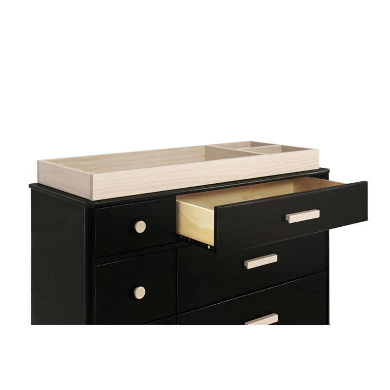 Lolly 6-Drawer Assembled Double Dresser, Black/Washed Natural