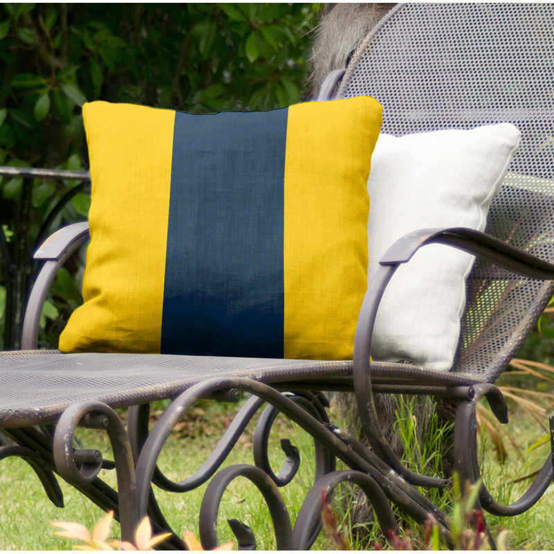 Clemson Striped Outdoor Reversible Throw Pillow, 20" H x 20" W, Blue/Gold Middle