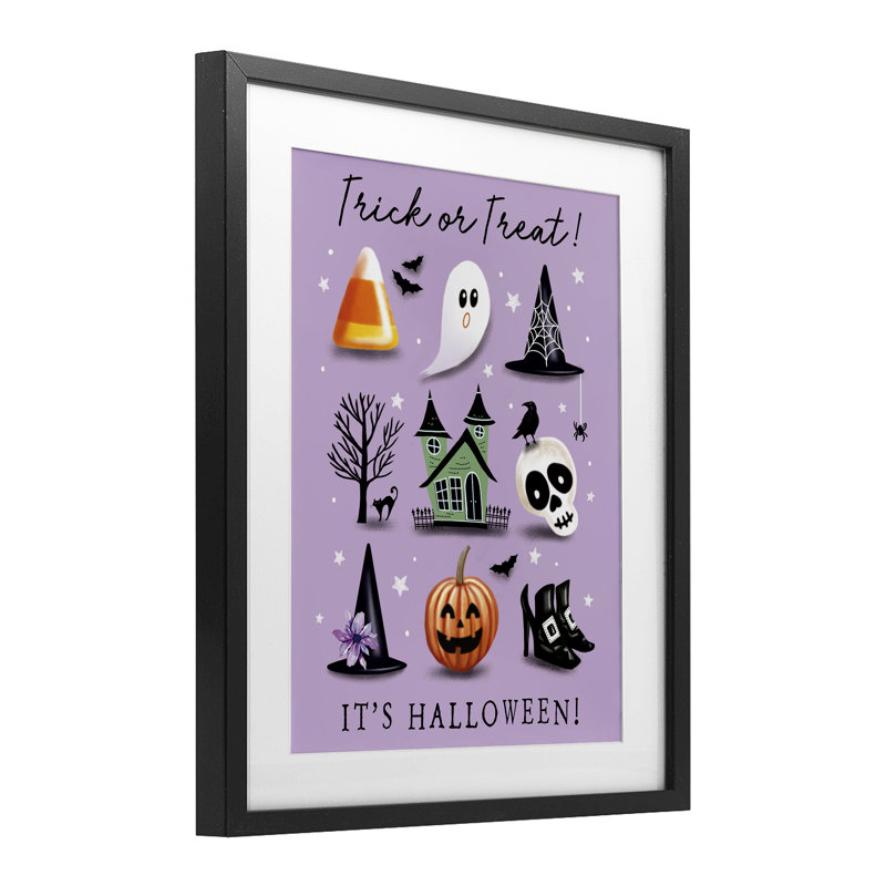 «Trick Or traiter It's Halloween», reproduction encadrée sous verre, conception par Elizabeth Tyndall, H 16 po x l 13 po