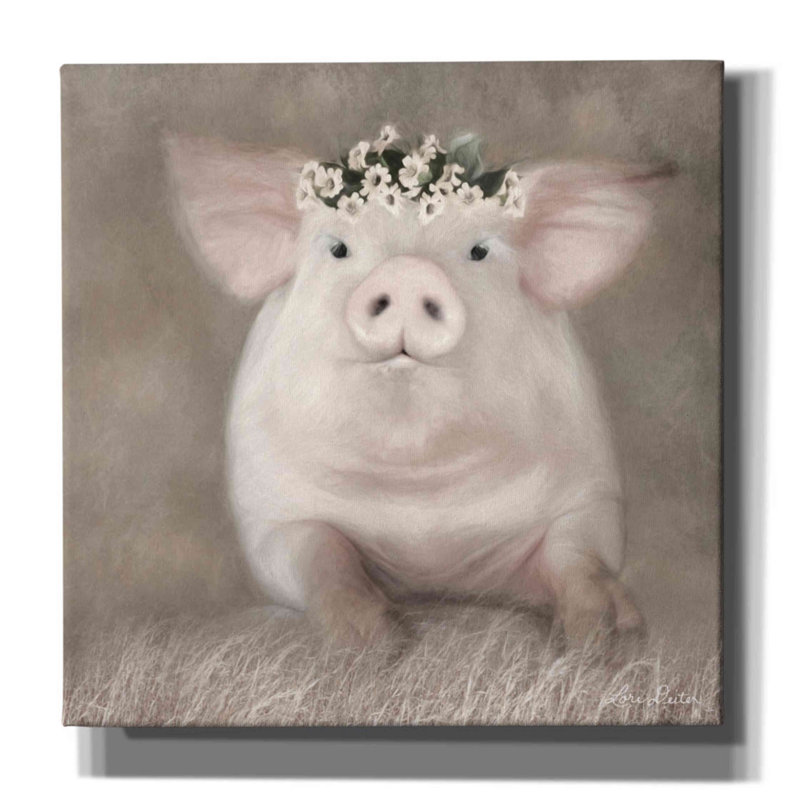Einya " Painted Piggy " by Lori Deiter, 12" H x 12" W x 0.75" D