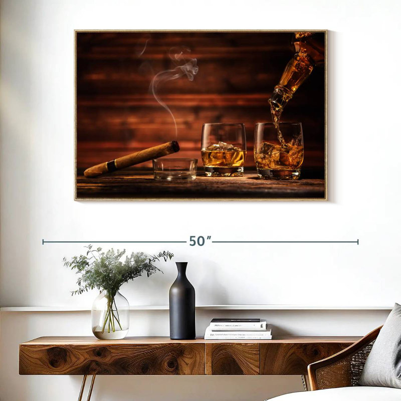 Excellent Whiskey, Floating Frame Natural Wood, 40" X 27"