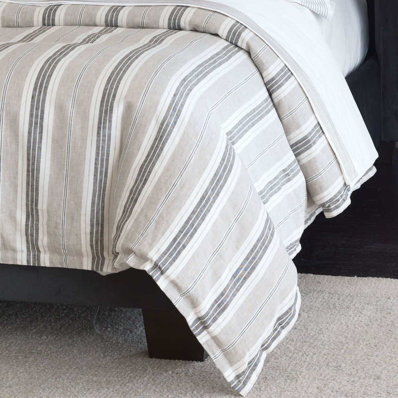 Housse de couette en lin rayé Chatham, Housse de couette pour lit simple