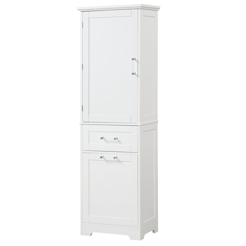 Tall Bathroom Storage Cabinet, Freestanding Storage Cabinet with Two Different Size Drawers and Adjustable Shelf, MDF Board with Painted Finish