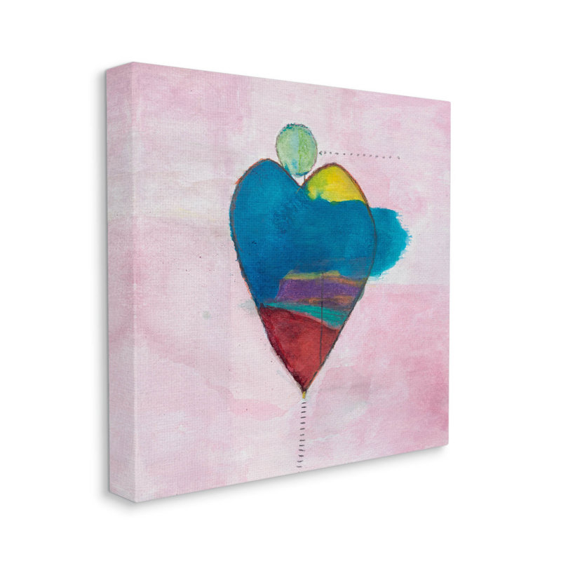 «Rose Contemporary Heart Circle», art mural par Michelle Oppenheimer, H 17 po x l 17 po x P 1,5 po, Toile tendue