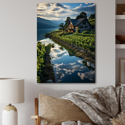 «Scenic Vineyard Sky Reflections On Water», art mural sur toile