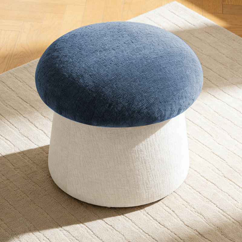 Repose-pieds de rangement l 19,7 po Mushroom, Bleu marine / ivoire