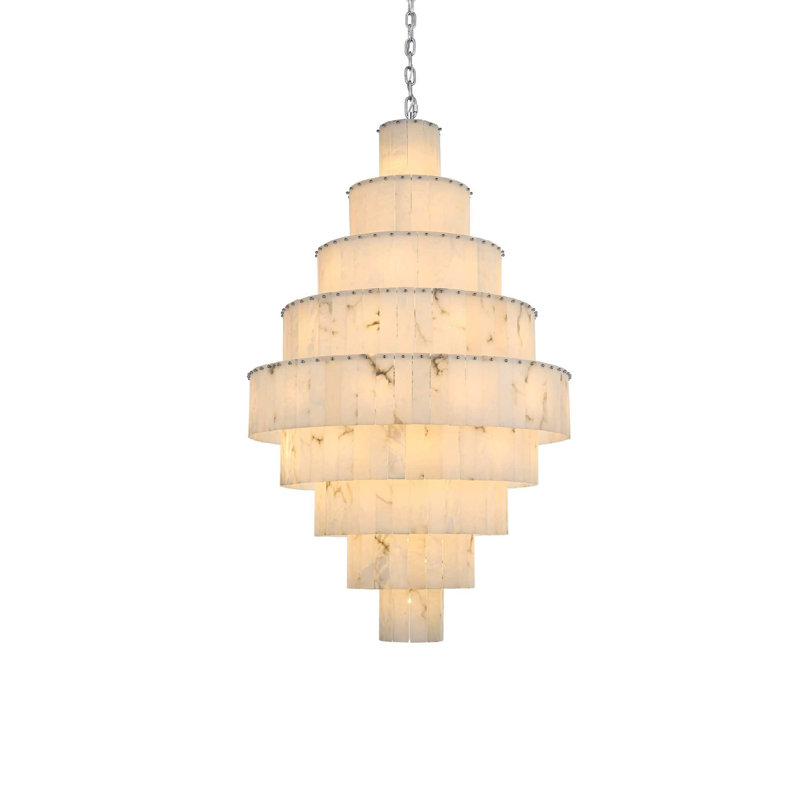 Lustre en albâtre 40 pouces Intisar, Chrome chrome