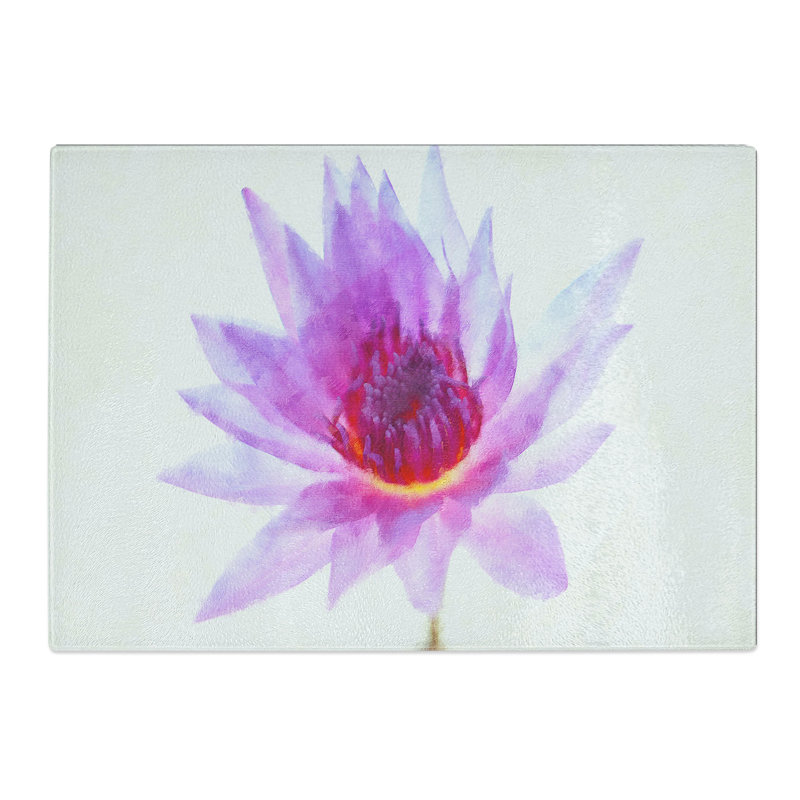 Tempered Glass Water Lily Painting Chopping Board, 20 cm x 28.5 cm