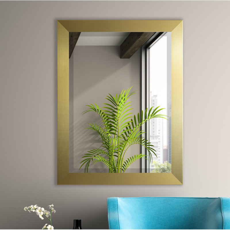 Miroir biseauté moderne / contemporain Ungar, 37,5 po x 33,5 po, Doré