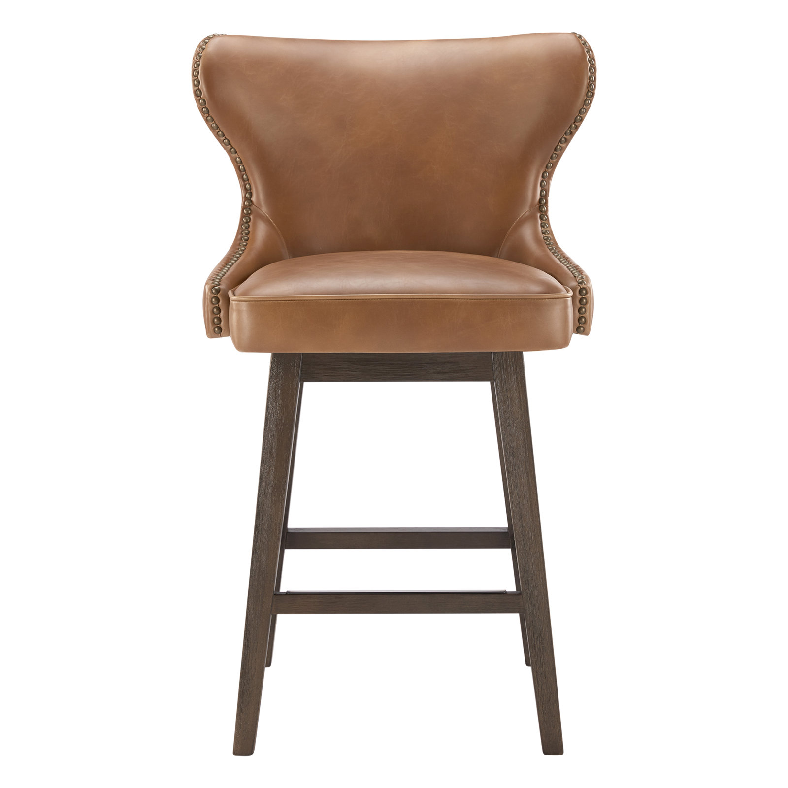 Carline " Bar Stool, Wax Brown Faux Leather, Counter Stool (26" Seat Height)