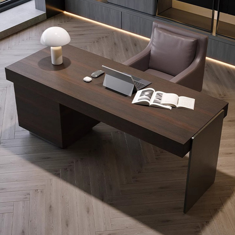 Image rectangulaire en bois manufacturé + bureau en acier inoxydable, H 29,33 po x l 62,8 po x P 27,36 po, Oui