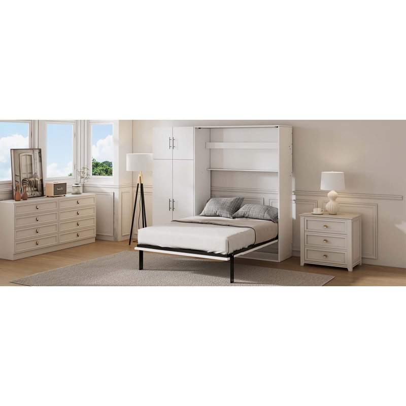 Lit escamotable avec casiers et armoires escamotables, Double