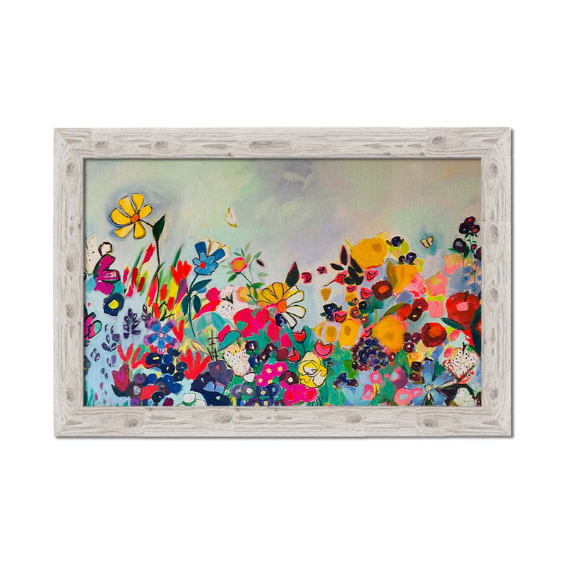 Garden Floral V par Joan Davis. Impression sur papier - Montée et encadrée, H 44 po x l 64 po