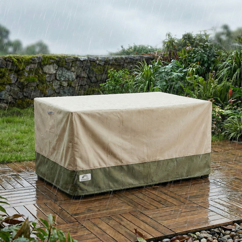 Aoodor Heavy Duty Patio Loveseat Cover, Beige/Green-58"W x 38"D x 36"H