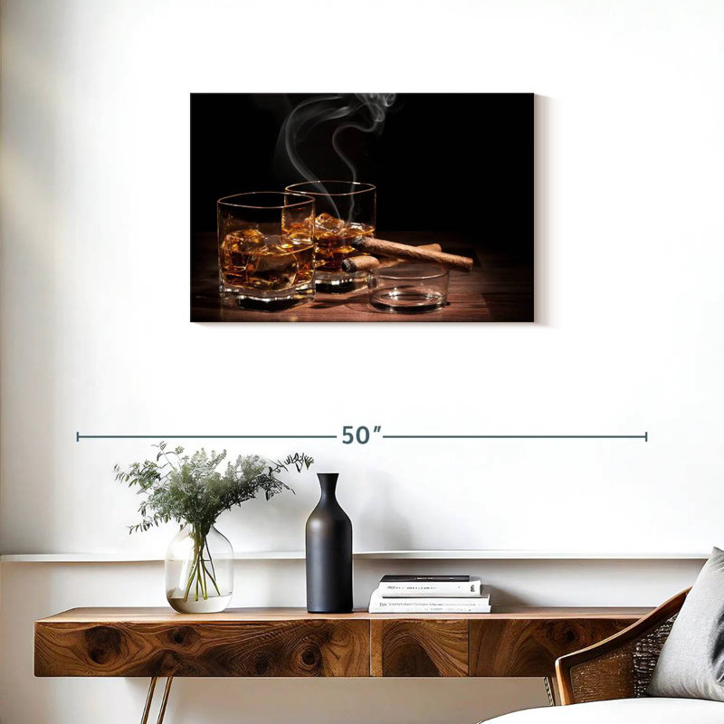 Yarlin Cigars With Whiskey, 20" H x 30" W