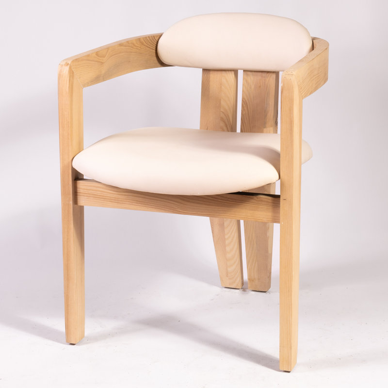 Serena Upholstered Arm Chair, White, Oak 