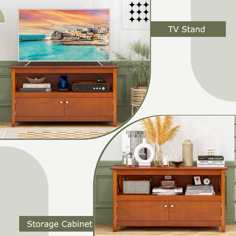 Lark Manor™ Free Standing Tv Cabinet Wooden Console Tv Media Entertainment, Brown