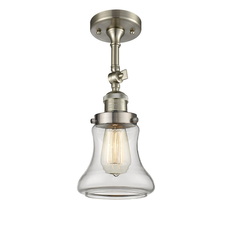 Plafonnier semi-encastré à 1 lumière de 6,25 po Edda, Transparent, Ampoule DEL 6 watts Vinage, Nickel satiné brossé