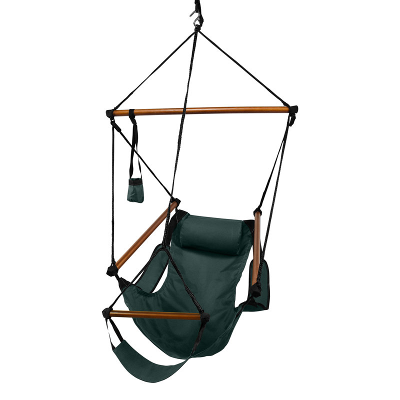 Chaise hamac Bryanna, Vert chasseur, Bois naturel