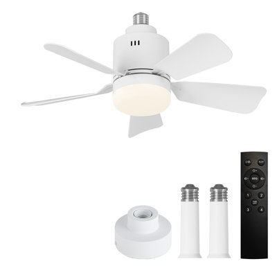 Éclairage de ventilateur de douille moderne, ventilateur d'ampoule à intensité variable 3 couleurs, moteur silencieux, pour l'intérieur, la chambre à coucher et la cuisine