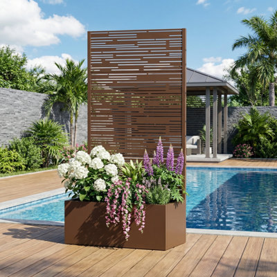 Metal Planter Box with Trellis with Wheels