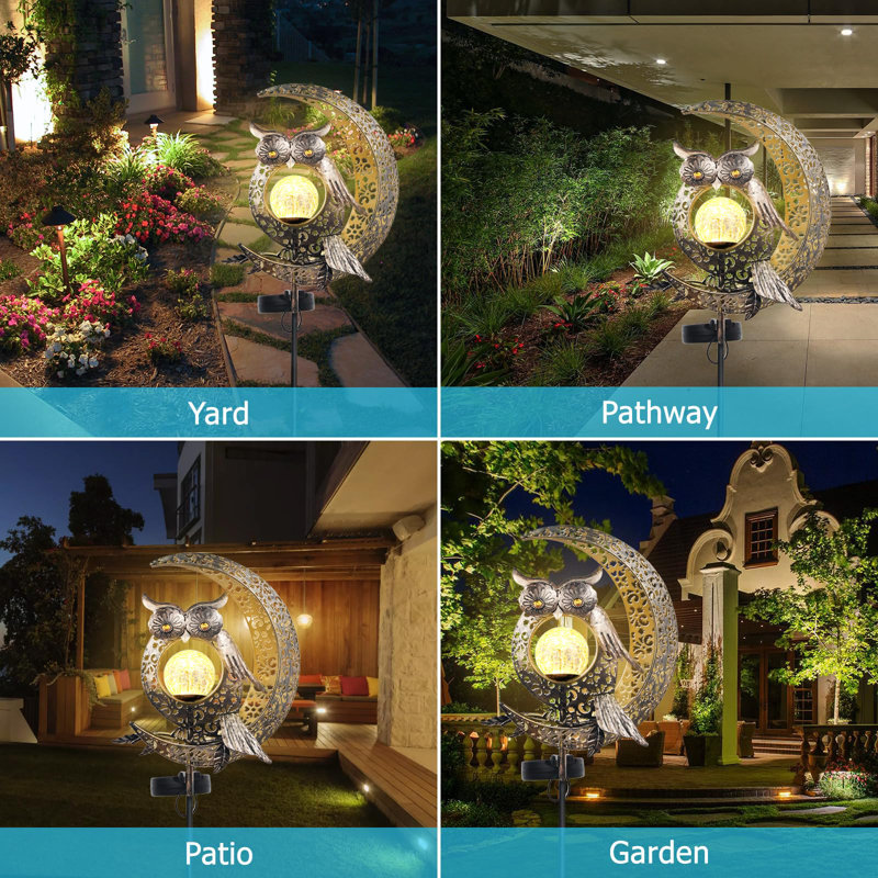 Weather-Resistant Outdoor Solar LED Owl Garden Lights