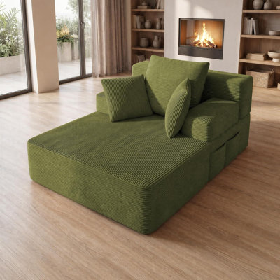Canapé-lit convertible de 79 po avec cadre de forme fixe et accoudoirs amovibles, canapé-lit modulaire en velours côtelé, canapé-lit pliant pour petits espaces - aucun assemblage requis en vert
