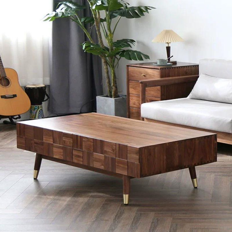 Table basse moderne avec rangement en noyer noir, H 15,75 po x L 55,12 po x l 19,69 po