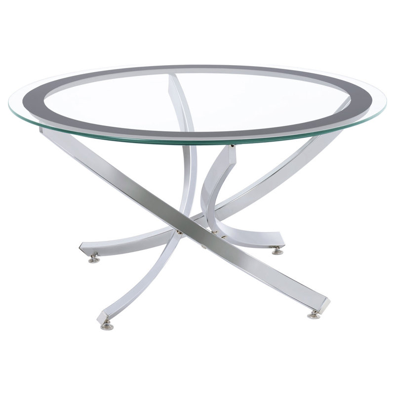 Table basse Connors, H 19,99 po x l 35,49 po x P 35,49 po, Transparent / Silver