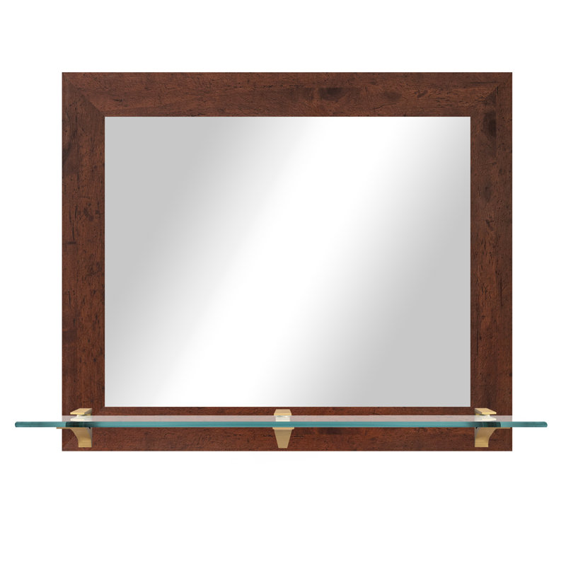 Engelbertus Flat Wall Mirror, Dark Walnut/Brass