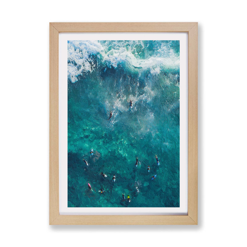 Surfers in Australia - Framed Print, 45cm H x 63cm W x 2cm D, Oak