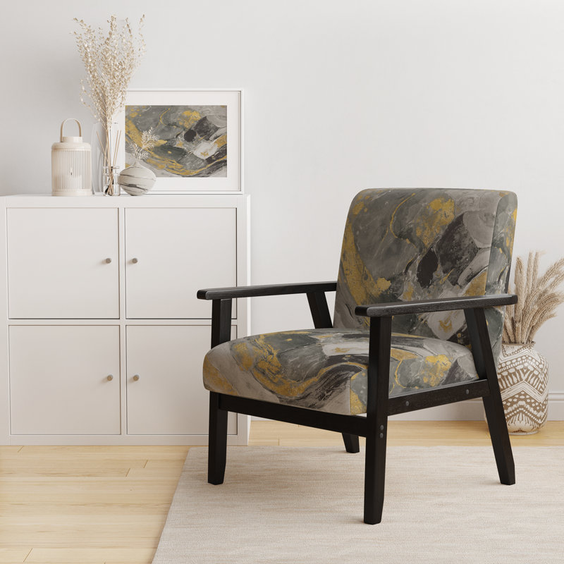 Fauteuil d'appoint rembourré Macy - Or marbré et noir II