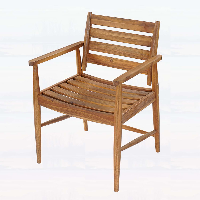 Chaise d'extérieur en bois d'acacia, ensemble de 2, durable et confortable pour le patio et le jardin