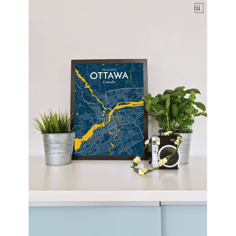 « ottawa city map », reproduction d’impression sur affiche en forme de amusante, H 36 po x l 24 po