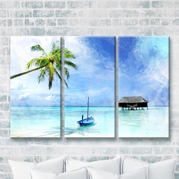 «Tropical» - Ensemble de 3 reproductions de photos sur toiles tendues, H 40 po x l 60 po x P 1,5 po