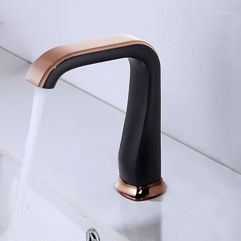 Matte Black Commercial Automatic Touchless Sensor Faucet, Matte Black/ Rose Gold