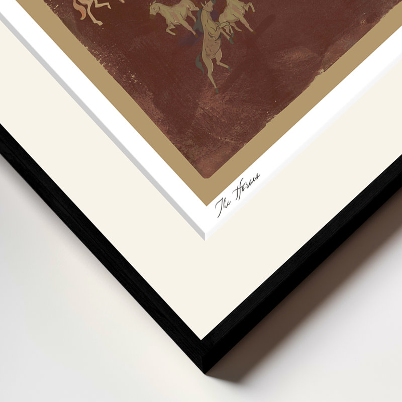 Mod-Ensemble The Horses par ChiChi - reproduction d'art animalier minimaliste avec des équidés au galop | H 24 po x l 32 po | Cadre noir