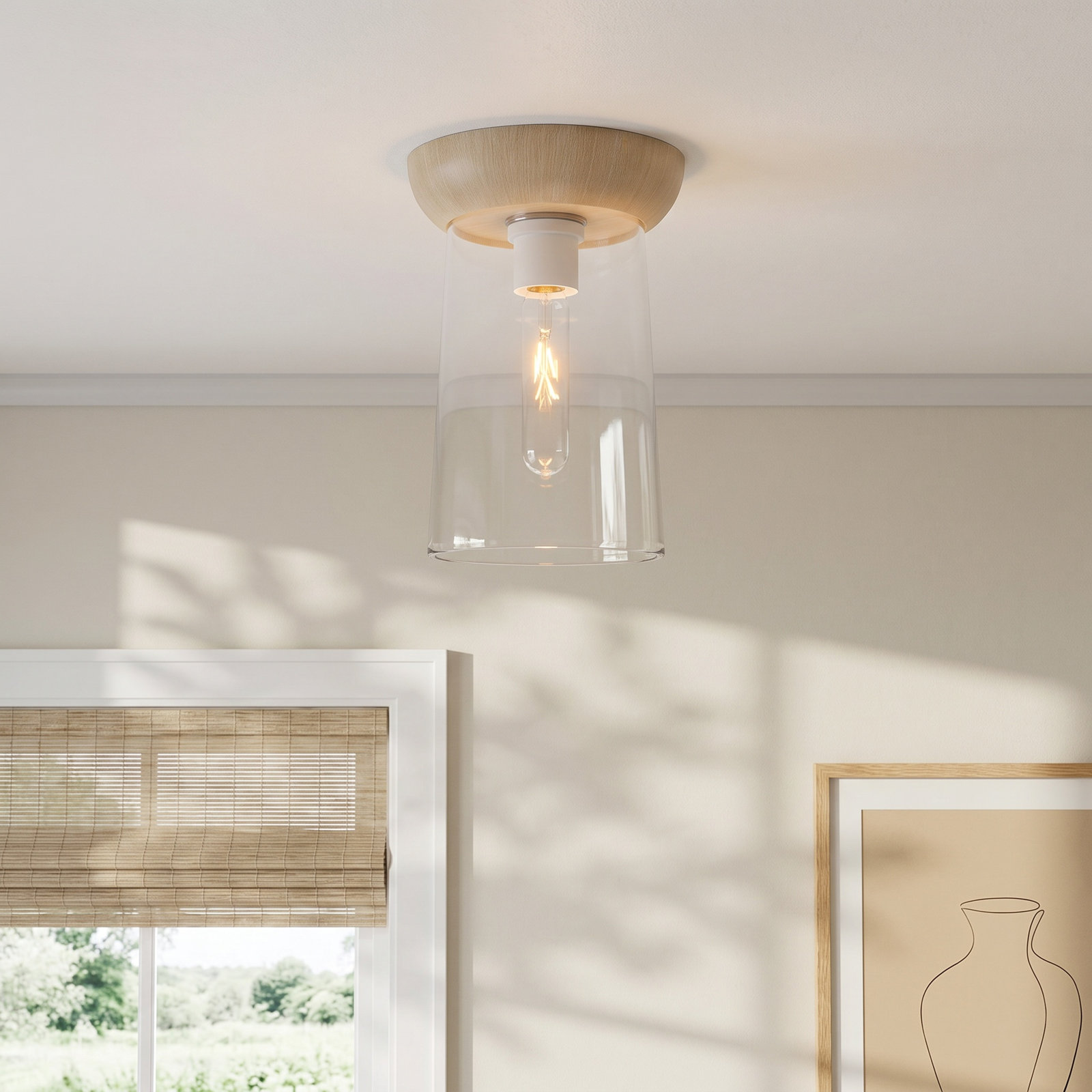 Tabitha Single Light Glass Flush Mount, White