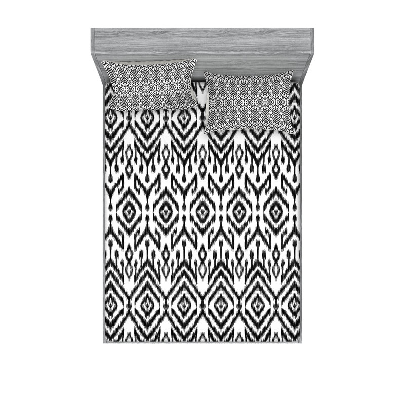 Ensemble de draps et taies décoratives de style bohémien Ambesonne, blanc et gris anthracite