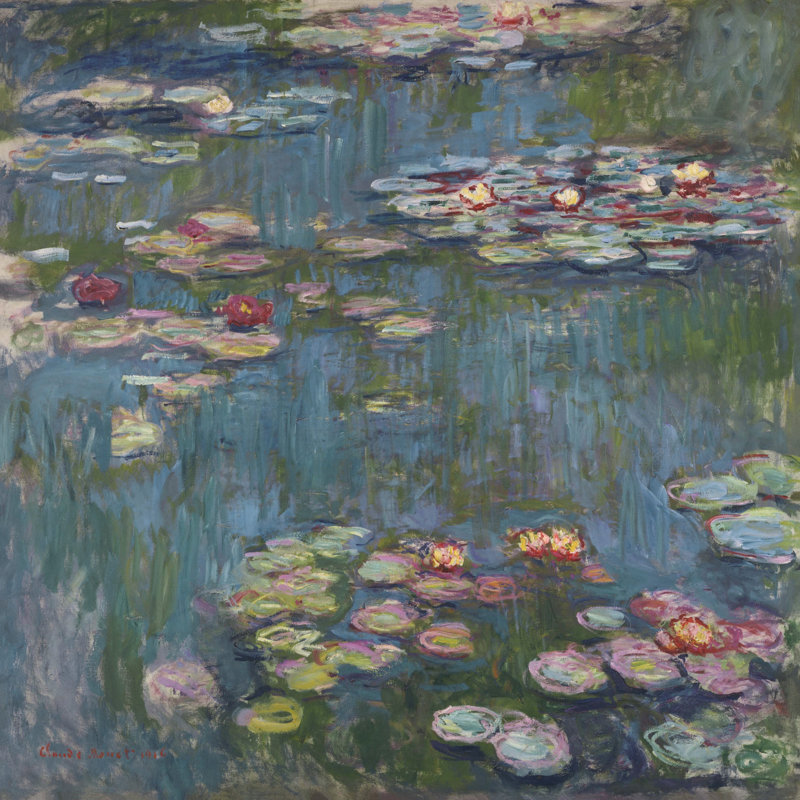 "Nymphéas", reproduction sur toile tendue, H 40 po x l 40 po