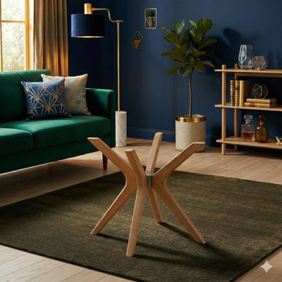 Solid Beech Wood Dining Table Pedestal Base – Mid-Century Modern, Unfinished, Includes Assembly Hardware & Glass Top Pads