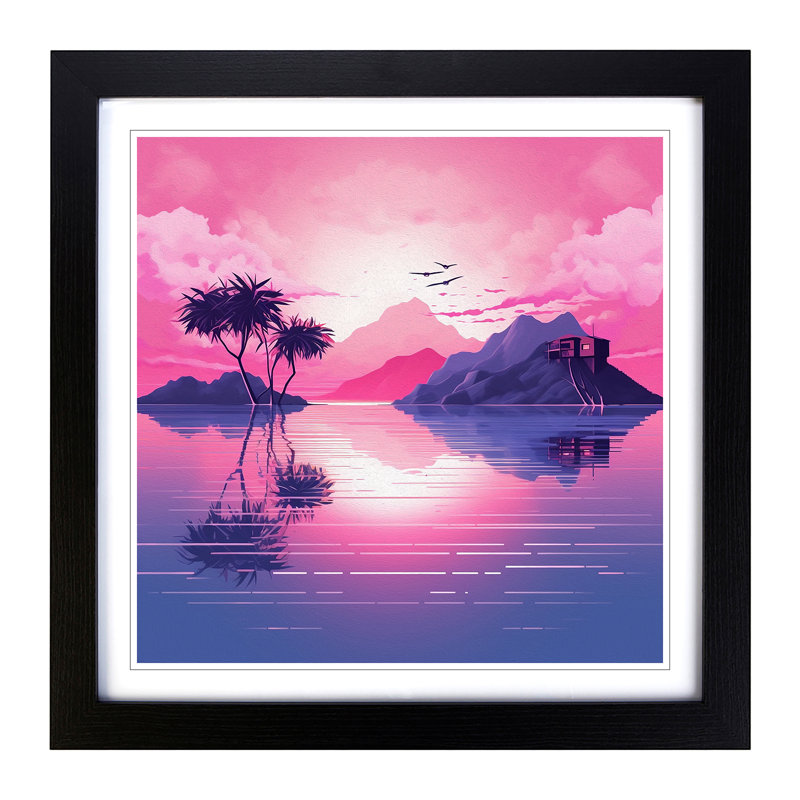 Sunrise Vaporwave - Framed Print, Black