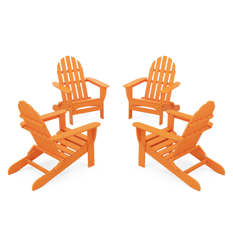 4-Piece Classic Folding Adirondack Conversation Set, Tangerine