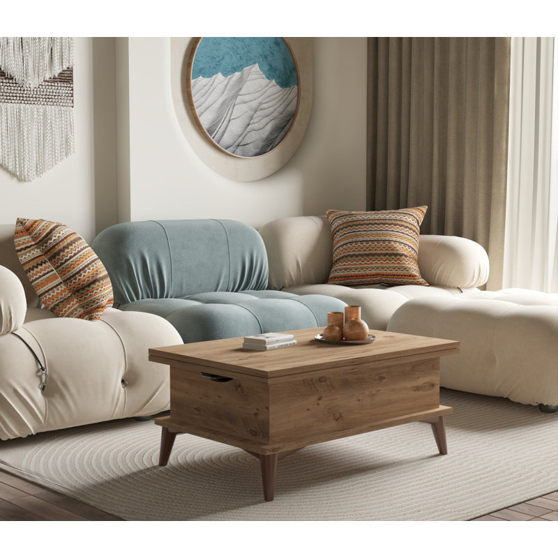 Armory Lift Top Four Leg Coffee Table with Storage, Walnut