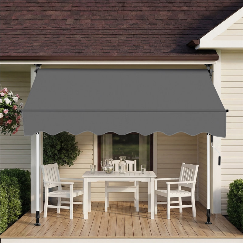 Yaheetech 200 cm W x 120 cm D Polyester Retractable Patio Awning, Dark Grey