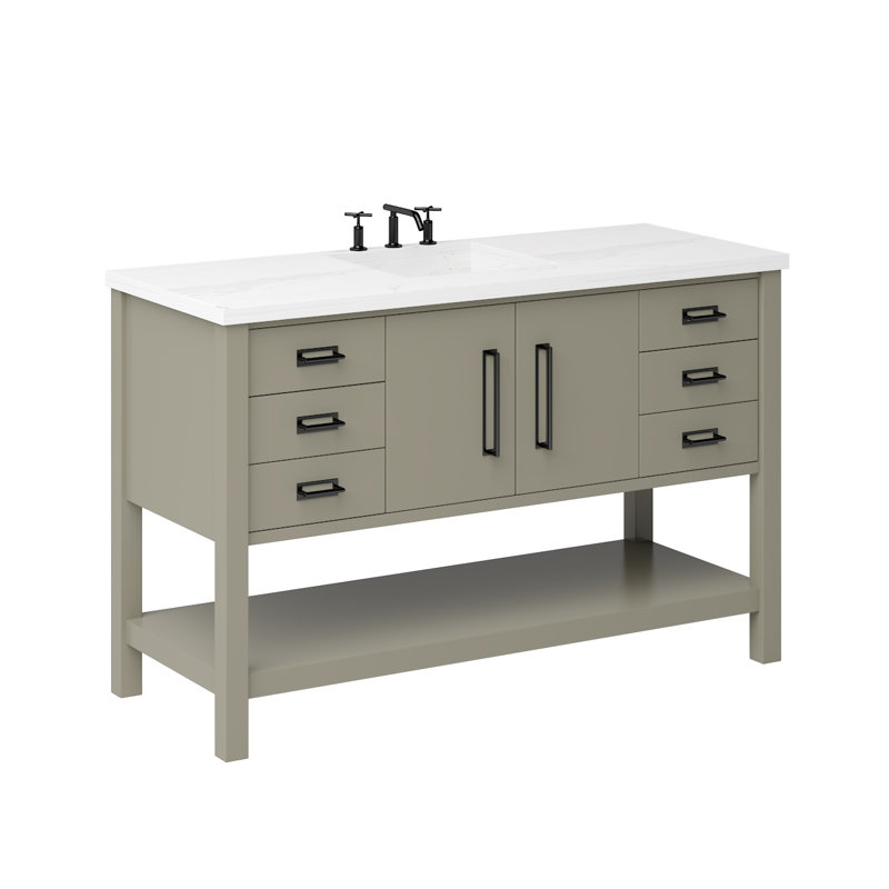 Kiawah Single Extra Wide Bath Vanity, Matte Black, 54", French Olive
