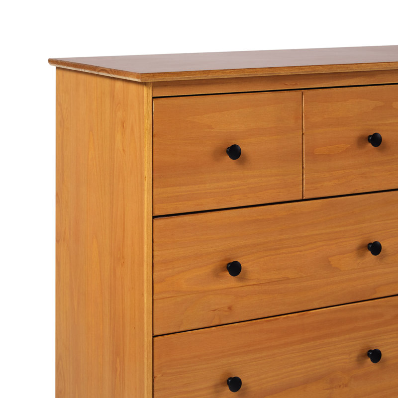 Haney 6 Drawer Solid Wood Double Dresser, Caramel